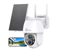 CAMSTRO 2K Camera Surveillance WiFi Exterieure sans Fil, 2.4GHz Camera Solaire Exterieur PTZ 360° avec Détecteur de Mouvement PIR, Audio Bidirectionnel,