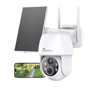 CAMSTRO 2K Camera Surveillance WiFi Exterieure sans Fil, 2.4GHz Camera Solaire Exterieur PTZ 360° avec Détecteur de Mouvement PIR, Audio Bidirectionnel, Vision Nocturne Couleur