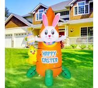CAMULAND Lapin de Pâques Gonflable avec Carotte de 1,87 m de Haut pour décoration intérieure et extérieure, pelouse, Cour, Jardin et fête