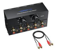 CAMWAY 1X4/4X1 Commutateur Audio Bi-Directionnel RCA & 3.5mm - Commutateur Stéréo à 4 Sorties ou Entrées, avec Fonction Off et RCA Inclus, Compatible PC, Smartphone, Amplificateur et Casque