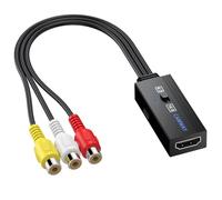 CAMWAY Adaptateur AV vers HDMI,Convertisseur RCA Composite vers HDMI 1080P avec Commutateur 4:3/16:9,Convertisseur Vidéo pour Wii PS2 N64 DVD VHS VCR Console Rétro avec Alimentation USB