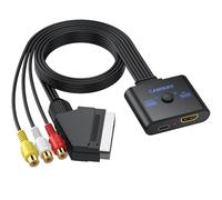 CAMWAY Adaptateur RCA et péritel vers HDMI, conversion 16:9/4:3 Convertisseur vidéo composite 1080P avec câble HDMI de 50 cm, Plug&Play, adaptateur AV péritel Prend en charge PAL/NTSC pour Wii/PS1/PS2