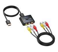 CAMWAY Convertisseur AV vers HDMI avec Câble 50cm Adaptateur RCA vers HDMI 1080P/720P (60Hz)pour PS1/PS2/Wii/N64 Commutateur 4:3/16:9 Exclusif Plug & Play Compatible Téléviseurs/Moniteurs+ un câble AV