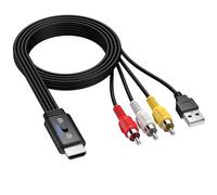 CAMWAY Convertisseur AV vers HDMI avec Câble Intégré 150cm,Adaptateur RCA Mâle vers HDMI 1080P 60Hz pour Magnétoscope VCR/DVD,Switch 4:3/16:9 pour Lecture Vidéo,Plug & Play, Compatible TV/Moniteurs