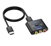 CAMWAY Convertisseur RCA vers HDMI, adaptateur AV 1080p vers HDMI, prend en charge le rapport d'aspect 4:3/16:9, Plug & Play pour Wii, PS2, N64, VCR, DVD, VHS, avec câble HDMI de 0,5 m, compatible PAL