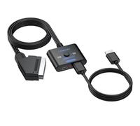 CAMWAY Scart vers Hdmi Convertisseur Convertisseur SCART vers HDMI 1080P 60Hz, Adaptateur Vidéo avec Câble SCART Intégré 150cm, Compatible DVD/VHS/VCR, Switch 4:3/16:9 pour Jeux Rétro, Plug & Play