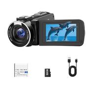 CAMWORLD Caméra Vidéo Caméscope 2.7K 48MP, Zoom Numérique 18X Vlogging Youtube Caméra Écran Rotatif 270° 3 Pouces Video Camera avec Carte 32GB & Batterie