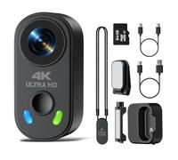 CAMWORLD Mini Caméra Sport 4K 30fps, Caméra POV Magnétique 28g, Boîtier Charge 1800 mAh, EIS, Vertical 9:16, Carte 64 Go