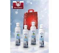 Camylle - Sélection Lait de Balnéo avec en cadeau un superbe sac en coton comprenant quatre flacons : 1 x 250ml Eucalyptus/Pin - 1 x 250ml Fleur d'Orangers - 1 x 250ml Elinya - 1 x 250ml Orient