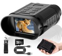 CamZeste Jumelle Vision Nocturne 4K 48MP, Jumelles Infrarouges avec 7 Niveaux, Zoom Numérique 8X avec 2,4" TFT LCD, Batterie Rechargeable 2500mAh avec Carte 32GB, pour Observation des Animaux