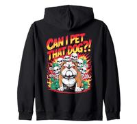 Can I Pet That Dog?! Cute Skeleton Halloween Bulldog Bootleg Sweat à Capuche