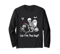 Can I Pet That Dog Funny Halloween Dog Skeleton Puppy Manche Longue