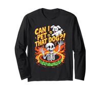 Can I Pet That Dog?! Funny Skeleton Halloween Bootleg Manche Longue