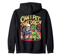 Can I Pet That Dog?! Funny Skeleton Halloween Bootleg Sweat à Capuche