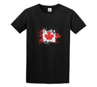 Canada Canadian Flag Casual Mens T-Shirt Unisex Black Top Tee L