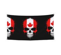 Canada, crâne, drapeau imprimé bannière de fête d'Halloween pour les vacances, 1 pièce, idéal pour les rassemblements d'Halloween et de Noël