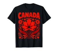 Canada Floral Folk Art Rétro Feuille d'érable T-Shirt