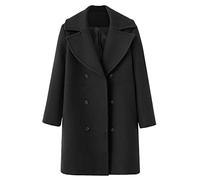 Canada Goose Vestes chaudes pour femme Manteau mi-long à revers cranté à double boutonnage Fermeture éclair, Noir , L