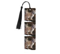 Canada Lynx - Marque-page en bois avec pompons, pour homme et femme, fait à la main pour les amateurs de livres, marqueurs de page de lecture, étiquettes en bois, ornements, cadeau d'anniversaire pour