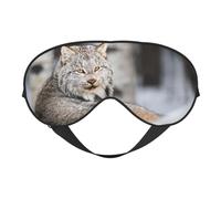 Canada Lynx Masque de sommeil double face en soie, masque pour les yeux bloquant la lumière réglable pour les voyages, hommes et femmes, bandeau doux et confortable, 20 x 10 cm