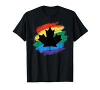 Canada Rainbow Maple Leaf LGBTQ Pride Vintage Color Art T-Shirt
