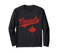 Canada Sports Script Cursive RÉTRO Vintage Swoosh Flourish Manche Longue