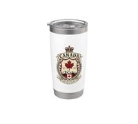 Canada The True North Est 1867 Bouclier héraldique vintage Gobelet isotherme en acier inoxydable double paroi