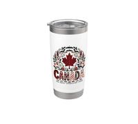 Canada True North Strong & Free Folk Art Feuille d'érable Gobelet isotherme en acier inoxydable double paroi