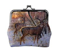 Canadian Smokey Mountain Cliff - Porte-monnaie pour femme en cuir synthétique mignon avec serrure à baiser, Tableau Cerfs, One Size, Pochette à monnaie