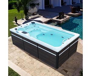 CANADIAN SPA CO. 2025 St Lawrence Spa de nage extérieur résistant à l'hiver, 4 mètres, 5 Personnes, Spa de nage avec éclairage LED, Haut-parleurs et Couverture Isolante