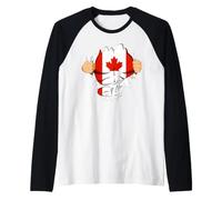 Canadian Superhero Canada Flag Patriot Gift Manche Raglan
