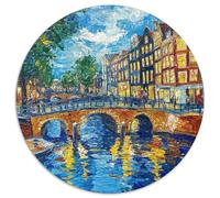 Canal Amsterdam 1000 Piece Jigsaw Puzzle for Adults Family Challenge Toys Stress Relief Puzzle Cultivate The Spirit of Teamwork for Adults Gifts 1000pcs (67.5x67.5cm)
