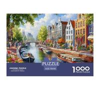 Canal Amsterdam 1000 Piece Jigsaw Puzzle for Adults Family Challenge Toys Stress Relief Puzzle Cultivate The Spirit of Teamwork for Men, Women, Elders, Seniors 70x50cm/1000pcs
