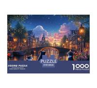 Canal Amsterdam 1000 Piece Jigsaw Puzzle for Adults Family Challenge Toys Stress Relief Puzzle Cultivate The Spirit of Teamwork for Adults Gifts 38x26cm/1000pcs