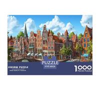 Canal Amsterdam 1000 Pieces Jigsaw Puzzles for Adults Family Challenge Toys Stress Relieving Entertainment Cultivate The Spirit of Teamwork for Family Decorations 38x26cm/1000pcs