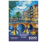 Canal Amsterdam 1000 Pièces Puzzles pour Adultes Et Enfants Qualité Supérieure Difficile Et Stimulant Parfait Les Amateurs De Détente Collection 38x26cm/1000pcs