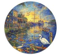 Canal Amsterdam Puzzle Rond 1000 Pièces Paysage Architecture Ville Lieux pittoresques Enfants Qualité Premium Artistique Art Activité Assemblage 1000pcs (67.5x67.5cm)