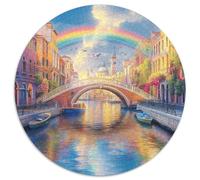 Canal Amsterdam Puzzle Rond 1000 Pièces pour Paysage Architecture Ville Lieux pittoresques Qualité Premium Pièces Durables Relaxation Activité Artistique DécoRation Murale 1000pcs (67.5x67.5cm)