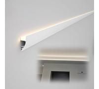 Canal de bande LED à montage mural pour éclairage indirect - Profil diffuseur LED en aluminium pour salon, chambre à coucher, couloir, plinthe, plinthe, éclairage vertical et downlighting (1 m)