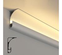 Canal de moulage de couronne de plafond à DEL - Diffuseur d'éclairage indirect en aluminium pour murs et sols, couverture de corniche détive, longueurs de 1 à 10 m (blanc, 9,5 m / 31.1ft)