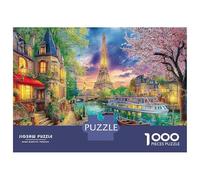 Canal de Paris et Tour Eiffel 1000 Pièces Puzzle 3D - Carton Recyclé Eau Vibrante emblématique & Puzzle Unique - Cadeau Saint-Valentin 38x26cm/1000pcs