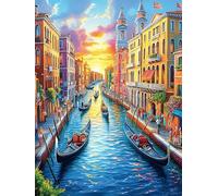 Canal de Venise au Coucher du Soleil 500 Pièces Puzzle Collectionneur en Carton Haute Qualité Conte de fées Mignon d'accompagnement Haute Difficulté Décoration Murale Oeuvre d'art Cadeau Noël Premium