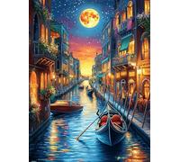 Canal de Venise la Nuit 1000 Pièces Puzzle Collectionneur en Carton Haute Densité Épais Haute Difficulté Décoration Murale Oeuvre d'art Cadeau Noël Premium 1000 PCS