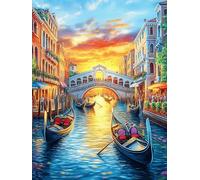 Canal de Venise la nuit 300 Pièces Puzzle Personne Âgée En Carton Anti-Déchirure Animal mignon de conte de fées Facile Débutant Anti-Stress Thérapie Occupationnelle Cadeau Anniversaire Pas Cher 300 PC