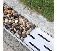 Canal de vidange français pour cour et terrasse - Grille de drainage de tranchée de 10,2 cm, 15,2 cm, 20,3 cm, dalle de béton et plaque de protection de gouttière en galets (15 cm x 15 cm x 100 cm)