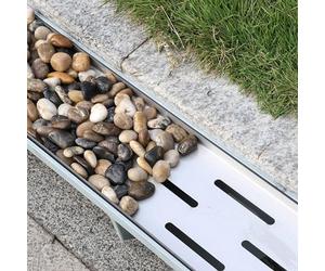 Canal de vidange français pour cour et terrasse - Grille de drainage de tranchée de 10,2 cm, 15,2 cm, 20,3 cm, dalle de béton et plaque de protection de gouttière en galets (15 cm x 15 cm x 100 cm)