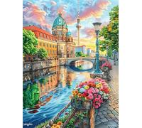 Canal de Ville européenne au Coucher de Soleil 300 Pièces Puzzle Collectionneur en Carton Rigide sans Déformation Très Difficile Motif Complexe Décoration Murale Qualité Premium 300 PCS