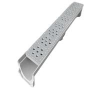 Canal d'évacuation en U avec grilles pour une gestion efficace de l'eau de pluie en extérieur