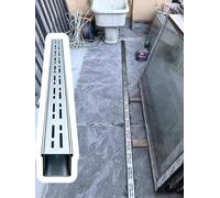 Canal d'évacuation peu profond de 1 m avec accessoires gratuits, 10 pièces de couverture de tranchée pour extérieur, jardin, terrasse, cour, paysages commerciaux, 70 x 50 mm, solution de drainage
