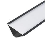 Canal diffuseur LED de 1 mètre - Éclairage indirect en aluminium pour salon/sous-sol - Réglette lumineuse facile à couper avec couvercle en acrylique pour éclairage LED dissimulé (noir, 6 cm